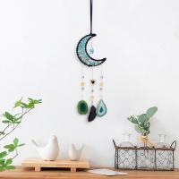 Fashion Dream Catcher, leather cord, with Natural Gravel & Agate & Crystal & Brass & Iron, Moon, handmade, for home and office, mixed colors, 480mm 