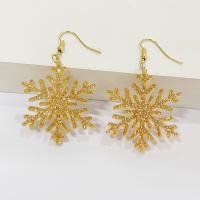 Acrylic Drop Earring, Zinc Alloy, with Acrylic, Snowflake, gold color plated, for woman 