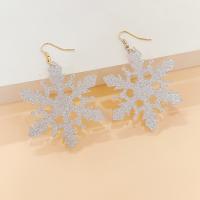 Zinc Alloy Drop Earring, Snowflake, gold color plated, for woman, white 