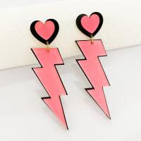 Acrylic Drop Earring, Zinc Alloy, with Acrylic, Lightning Symbol, for woman, pink 