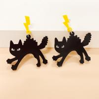 Zinklegierung Tropfen Ohrring, mit Acryl, Katze, Design für Halloween & für Frau, schwarz, 35x48mm, verkauft von Paar