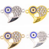 Evil Eye Jewelry Connector, Zinc Alloy, Heart, plated, DIY & enamel & with rhinestone Approx 