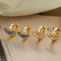 Brass Huggie Hoop Earring, Fan, gold color plated, fashion jewelry & for woman [