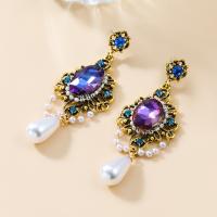 Zinc Alloy Rhinestone Drop Earring, with acrylic rhinestone & Plastic Pearl, fashion jewelry & for woman 