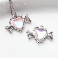 Glass Zinc Alloy Pendants, with Glass, Heart, plated, DIY [