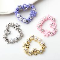 Plastic Zinc Alloy Pendants, with Plastic Pearl, Heart, painted, DIY & micro pave cubic zirconia 