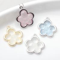 Resin Zinc Alloy Pendants, with Resin, Flower, plated, DIY 