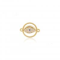Evil Eye Jewelry Connector, Brass, plated, DIY & micro pave cubic zirconia, golden, 17.5mm 