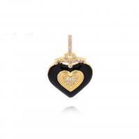 Cubic Zirconia Micro Pave Brass Pendant, Heart, plated, DIY & micro pave cubic zirconia & enamel, golden [