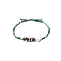 Gemstone Bracelets, Polyester Cord, with Wood & 304 Stainless Steel, multilayer & folk style & for woman Approx 5.1-7.5 Inch 