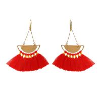 Fashion Tassel Earring, Zinc Alloy, with Polyester Cord, Geometrical Pattern, plated, folk style & for woman 55mm 