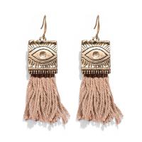 Fashion Tassel Earring, Zinc Alloy, with Cotton Thread, plated, Bohemian style & for woman, earring length 60-80mm 
