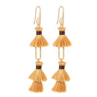 Fashion Tassel Earring, Zinc Alloy, with Polyester Cord, plated, folk style & for woman & with rhinestone, earring length 60-80mm 