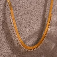 Zirkonia Edelstahl Halskette, 316 L Edelstahl, mit Verlängerungskettchen von 5cm, 18K vergoldet, Modeschmuck & Micro pave Zirkonia & für Frau, keine, Länge:ca. 40 cm, verkauft von PC
