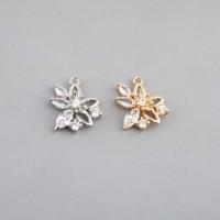 Crystal Brass Pendants, with Brass, Flower, plated, DIY & hollow Approx 1.2mm [