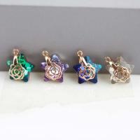 Crystal Brass Pendants, with Brass, Star, gold color plated, DIY Approx 1.3mm 