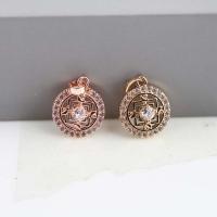 Crystal Brass Pendants, with Brass, Flat Round, plated, DIY & hollow Approx 3mm [