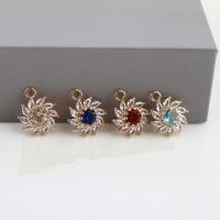 Crystal Brass Pendants, with Brass, Flower, gold color plated, DIY Approx 2.1mm [