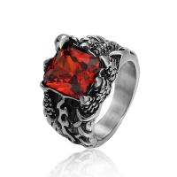 Titanium Steel Finger Ring, with Crystal, vintage & fashion jewelry & Unisex & blacken 17mm 