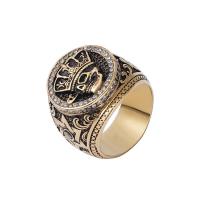 Titanium Steel Finger Ring, Flat Round, Vacuum Ion Plating, vintage & fashion jewelry & Unisex & with rhinestone & blacken 22mm 