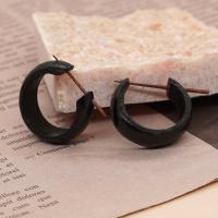 Wood Earring, Donut, fashion jewelry & for woman, black 