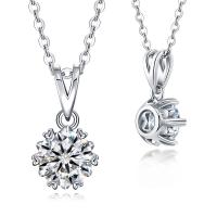 Sterling Silver Jewelry Necklace, 925 Sterling Silver, with Moissanite, fashion jewelry & for woman Approx 17.71 Inch 