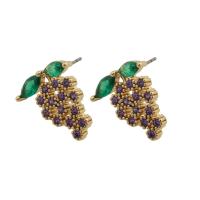 Cubic Zirconia Micro Pave Brass Earring, Grape, fashion jewelry & micro pave cubic zirconia & for woman 