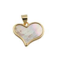 Brass Heart Pendants, with Shell, gold color plated, fashion jewelry & for woman, golden Approx 3mm 