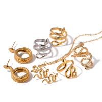 Fashion Stainless Steel Jewelry Sets, 304 Stainless Steel, with 2inch extender chain, Snake, 18K gold plated, fashion jewelry & for woman, golden Approx 15.7 Inch 