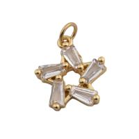 Pendentifs en laiton zircon cubique (CZ), étoile, Placage de couleur d'or, bijoux de mode & unisexe & pavé de micro zircon, doré Environ 3mm, Vendu par PC