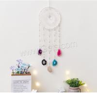 Fashion Dream Catcher, leather cord, with Agate & Iron, Moon, handmade, for home and office, mixed colors, 600mm 