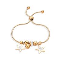 Stainless Steel Charm Bracelet, 304 Stainless Steel, Vacuum Ion Plating, fashion jewelry & adjustable & for woman & with rhinestone Approx 18 cm [