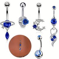 Stainless Steel Belly Ring, 304 Stainless Steel & fashion jewelry & micro pave cubic zirconia & for woman rod width 1.6mm,rod length 10mm,ball diameter 5mm 