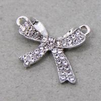 Zinc Alloy Charm Connector, Bowknot, plated, DIY & micro pave cubic zirconia Approx 
