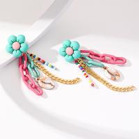 Fashion Fringe Boucles d'oreilles, Des billes de verre, avec alliage de zinc & Acrylique, fleur, bijoux de mode, multicolore Vendu par paire