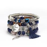 Wrap Bracelets, Glass Beads, with Plastic & Zinc Alloy & Acrylic, fashion jewelry & Unisex 