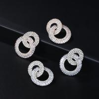 Cubic Zirconia Micro Pave Brass Earring, Round, fashion jewelry & micro pave cubic zirconia & for woman 
