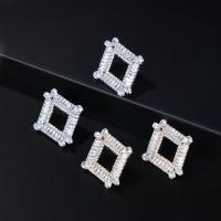 Cubic Zirconia Micro Pave Brass Earring, Rhombus, fashion jewelry & micro pave cubic zirconia & for woman 