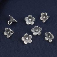 Sterling Silber Blume Anhänger, 925 Sterling Silber, Blütenblätter, Antikes Finish, DIY, originale Farbe, 10x8mm, verkauft von PC