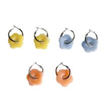 Resin Drop Earring, Titanium Steel, with Resin, Flower, plated, fashion jewelry & for woman 30mm 