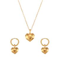 Fashion Stainless Steel Jewelry Sets, 304 Stainless Steel, with 5cm extender chain, Vacuum Ion Plating, fashion jewelry & for woman, golden Approx 40 cm 
