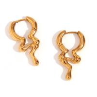 Stainless Steel Leverback Earring, 316L Stainless Steel, 18K gold plated, fashion jewelry & for woman, golden 
