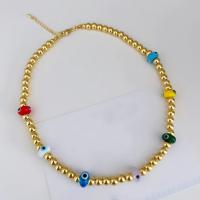 Evil Eye Jewelry Bracelet, Lampwork, with Zinc Alloy, with 5cm extender chain, Flat Round, gold color plated, fashion jewelry & for woman, mixed colors Approx 42 cm 