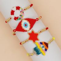 Glass Seed Beads Bracelets, Seedbead, with Knot Cord & Zinc Alloy, gold color plated, Adjustable & fashion jewelry & Unisex Approx 28 cm 