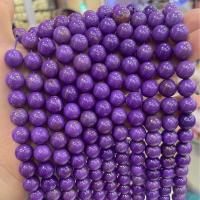 Einzelne Edelstein Perlen, Natürlicher Lepidolith, rund, DIY & verschiedene Größen vorhanden, violett, Länge:ca. 38 cm, verkauft von Strang