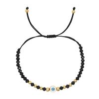 Evil Eye Jewelry Bracelet, Crystal, with Knot Cord & Zinc Alloy, Flat Round, gold color plated, Adjustable & fashion jewelry & for woman & enamel Approx 28 cm 
