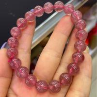 Quartz Bracelets, Strawberry Quartz, Round, fashion jewelry & Unisex pink Approx 18 cm 