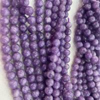 Einzelne Edelstein Perlen, Natürlicher Lepidolith, rund, DIY & verschiedene Größen vorhanden, violett, Länge:ca. 38 cm, verkauft von Strang