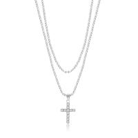 Sterling Silver Jewelry Necklace, 925 Sterling Silver, with 1.97inch extender chain, Double Layer & fashion jewelry & for woman Approx 16.9 Inch, Approx 14.56 Inch 