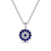 Evil Eye Jewelry Necklace, 925 Sterling Silver, with 2.16inch extender chain, fashion jewelry & micro pave cubic zirconia & for woman Approx 15.74 Inch 